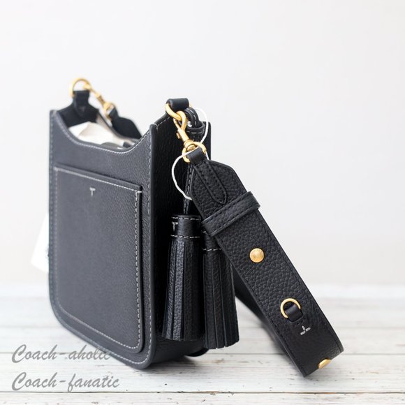 NWT Tory Burch Thea Web Mini Shoulder Bag Leather Crossbody in Black - Picture 6 of 14